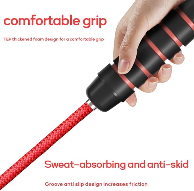 30 FT Long Jump Rope for Kids Adults,Double Dutch Jump Rope,Adjustable Skipping Ropes with High-strength Nylon Braided Rope Core,360°Rotation Not Entangled,Long Enough for 6-10 Jumpers.Red