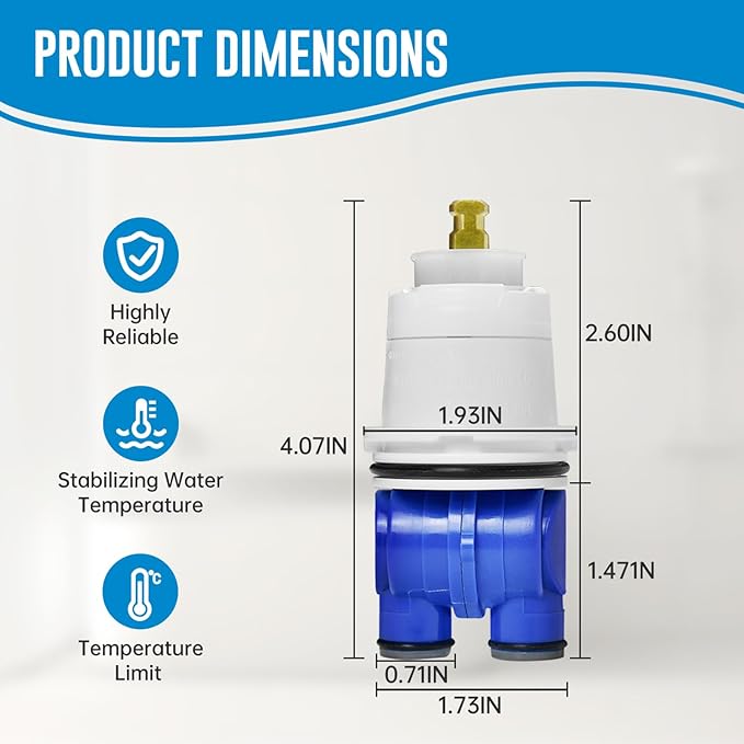 RP19804 Shower Cartridge Compatible with Delta 1300/1400 Series, Shower Faucet Parts Replacement Pressure Balance Cartridge for Delta Monitor Valves 1993-2007（Include RP22734 Bonnet Nut）