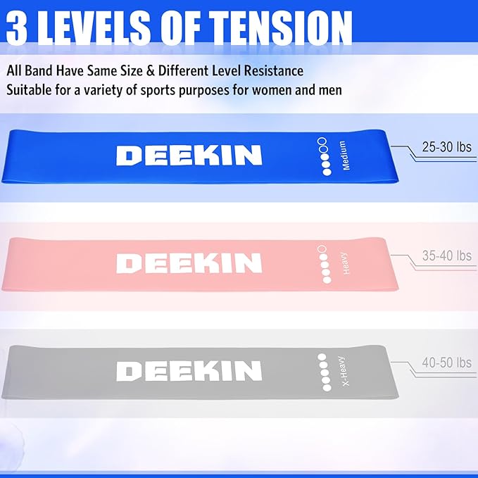 Deekin 20 Pcs Resistance Bands Resistance Loop Exercise Bands Exercise Equipment Elastic Drap Ring for Women and Men Home Fitness, Gym, Yoga