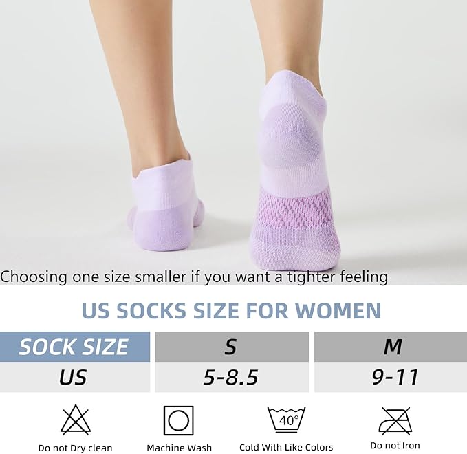 FITRELL 5-6 Pairs Ankle Running Socks for Women Athletic Cushioned Low Cut Tab Sports Socks