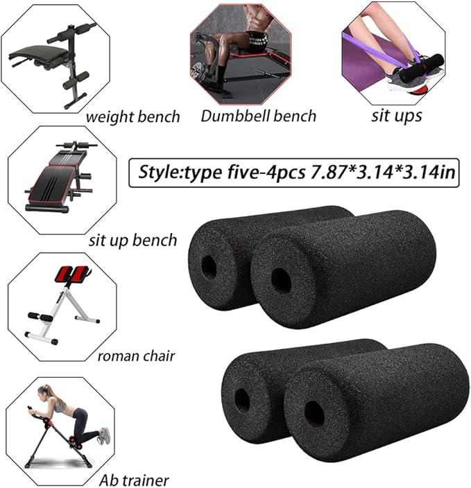 Foot Foam Pads Rollers(7.87in*3.14in*3.14in) for Exercise Machine, Inversion Table, Workout Bench, Sits Ups Replacement Parts, Home Gym Accesories