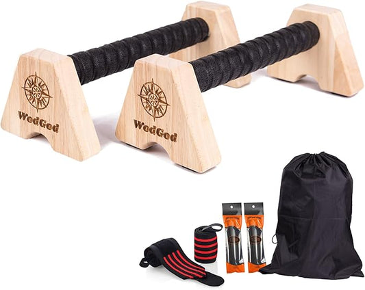 Premium Wooden Push Up Bars,Parallettes Bars for Calisthenics,Push Up Handles,Calisthenics Equipment for outdoor&home,Complete Push-Up Workout Kit,Solid rubber wood