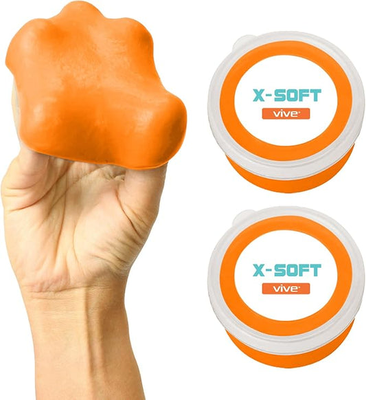 Vive Therapy Putty For Adults, For Hand Therapy (2 Pack) - Occupational Sensory Stress Relief Tools - for Physical Exercise, Finger Pain, Grip Strength, Rehab, Arthritis, Forearms, Fidgeting, Motor Skills