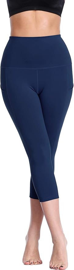 NELEUS Women's Tummy Control High Waist Capri Running Leggings Yoga Pants with Pocket