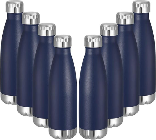 VEGOND 17oz Stainless Steel Water Bottles Bulk, Reusable Metal Sports Water Bottle Keeps Drink Hot and Cold, BPA Free Double Wall Vacuum Cola Shape Insulated Water Bottles for Camping Gym, 8 Pack