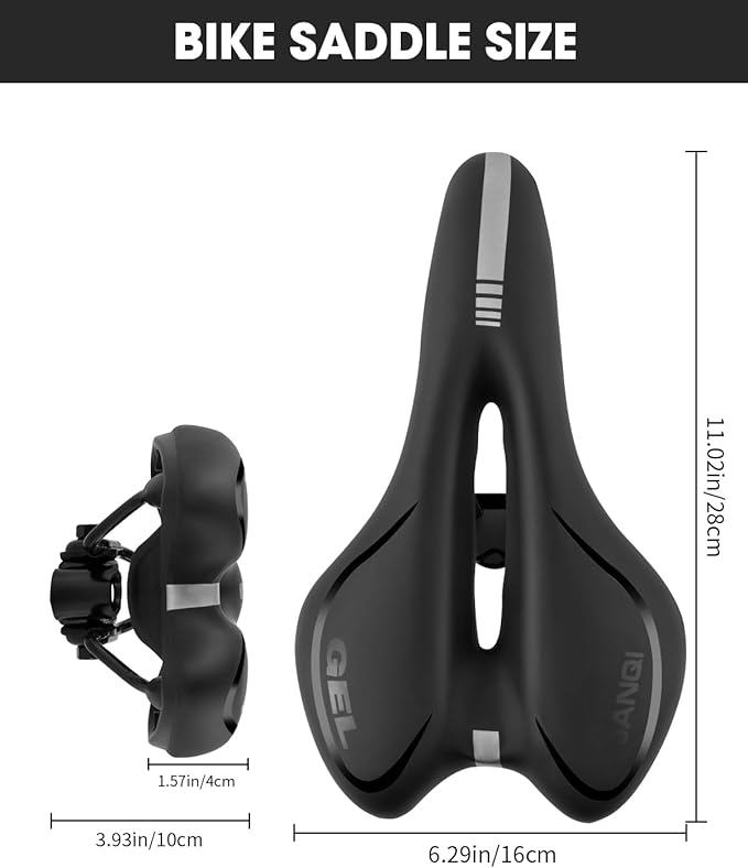 Comfortable Bike Seat for Men & Women, Waterproof Bicycle Seat, Breathable Mountain Bike Saddle, Gel Bicycle Saddle for MTB, BMX, Road Bike, City Bikes, Exercise Bikes