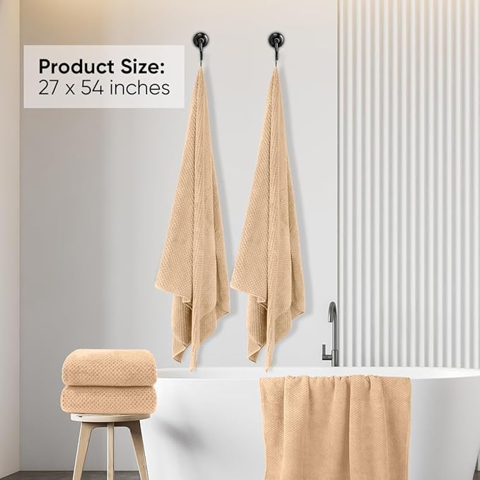 HOMEXCEL Bath Towels Pack of 2, (27 x 54 Inches) Microfiber Ultra Soft Highly Absorbent Bath Towel Set, Lightweight and Quick Drying Towels for Body, Sport, Yoga, SPA, Fitness, Brown