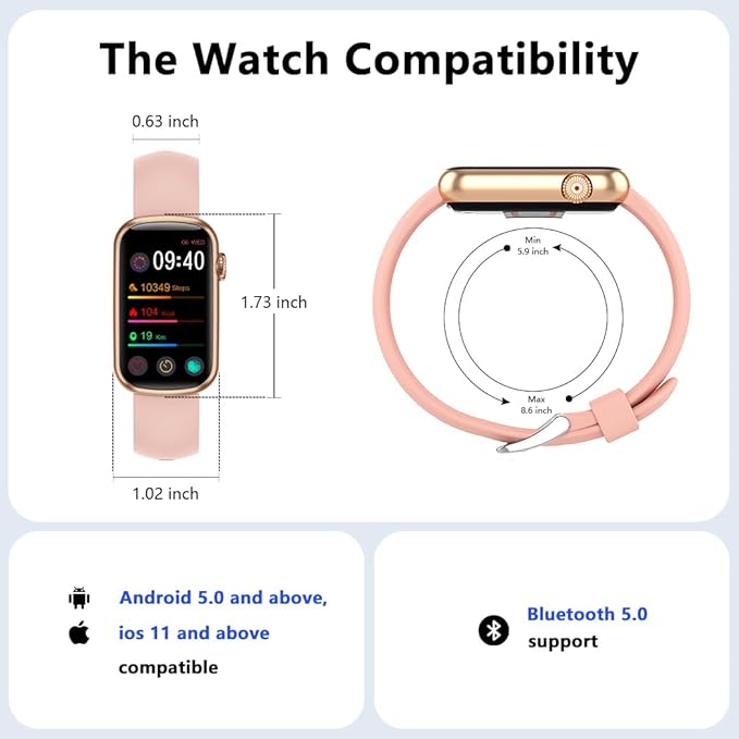 FITVII Slim Fitness Tracker with Blood Oxygen, Blood Pressure, 24/7 Heart Rate and Sleep Tracking, IP68 Waterproof Activity Trackers and Smart Watches with Step Tracker, Pedometer for Women Men