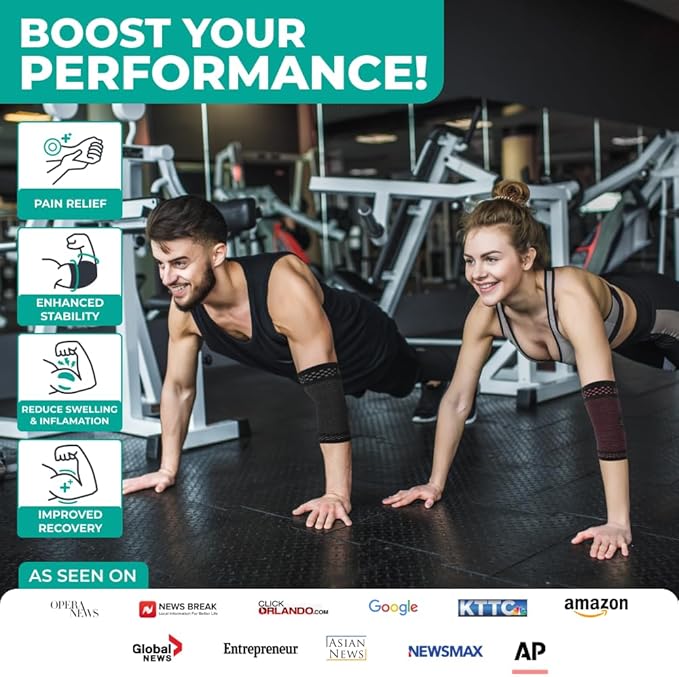 Modvel 2 Pack Elbow Brace - Golfer's Elbow Compression Sleeve Support for Joint Pain Relief, Recovery, Tendonitis Braces, Tennis Elbows Brace For Men & Women, Workout & Weightlifting Arm Wrap