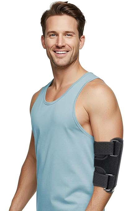 Elbow Brace For Tendonitis l Tennis Elbow Brace | Cubital Tunnel Brace Support for Sleeping | Arm Support & Compression Sleeve Immobilizer for Ulnar Nerve Pain Relief | Women & Men (XL)