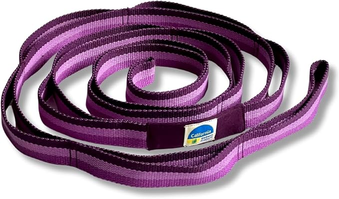 California Yoga Strap | Yoga Belt with Loops | 12 Multi Loop & Non-Elastic | Stretching Strap | Gym Workout & Exercise Bands | Physical Therapy | Improves Sitting Posture for Women & Men