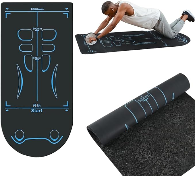 Exercise Equipment Mat for Ab Roller Wheel, Non-Slip Exercise Mat Extra Long Sound Insulation Knee Mat The Joints Protect For Abdominal Yoga Floor Workouts