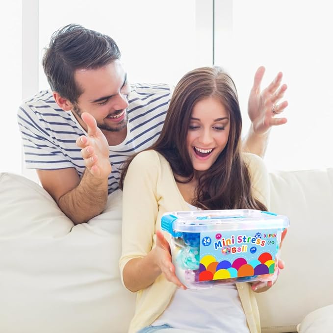 24pcs Mini Stress Balls, Squishy Balls for Adults Stress Relief Squeeze Fidget Balls Set for Party Favors Birthday Goodie Bag Stuffers