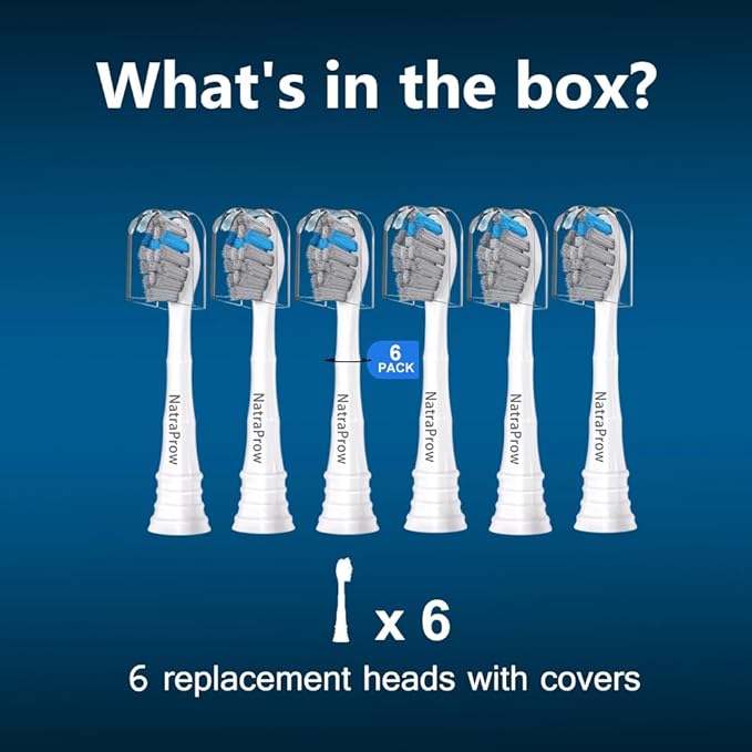 NatraProw Toothbrush Heads for Sonicare Replacement Heads,Brush Heads Compatible with Philips Sonicare Snap-On Electric Toothbrush,Bamboo Charcoal Bristle,6 Count