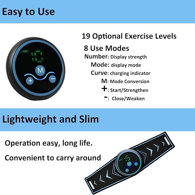 Fitness Belt, Abs Stimulator Muscle Toner, Ab Machine Trainer for All Body, Fitness Strength Training Workout Equipment for Men and Women