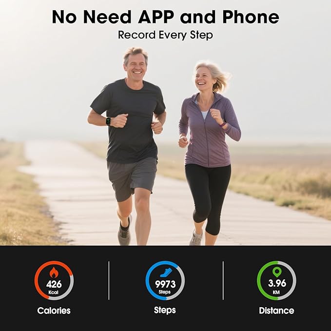 EURANS Smart Watch No App/Phone Required, Long Battery Life Fitness Tracker Watch,HD Screen, Waterproof Activity Tracker with Step Counter for Walking, Pedometer, Calories Tracker for Men Women