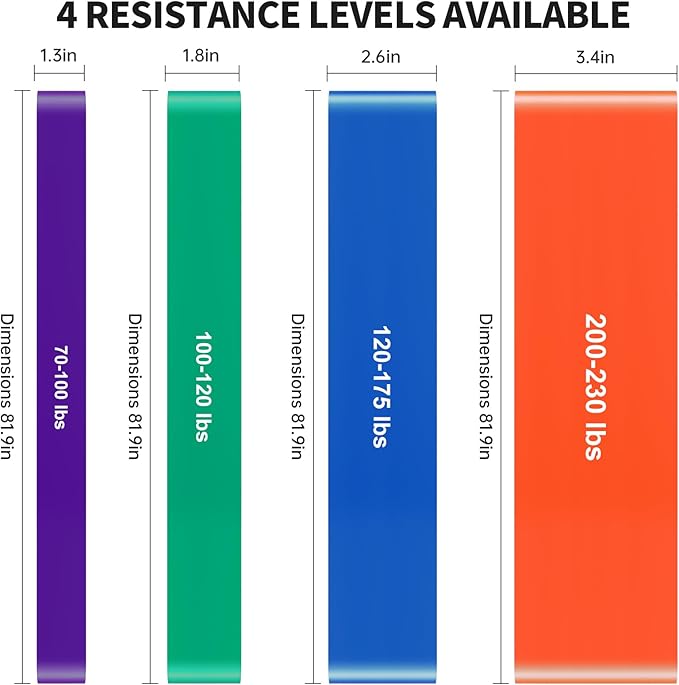 Pull Up Assistance Bands Set 5 LBS - 230 LBS, Long Resistance Bands for Pull Ups Working Out, Gym Workout Bands for Men Exercise Muscle Training and Shape Body - Carry Bag Included