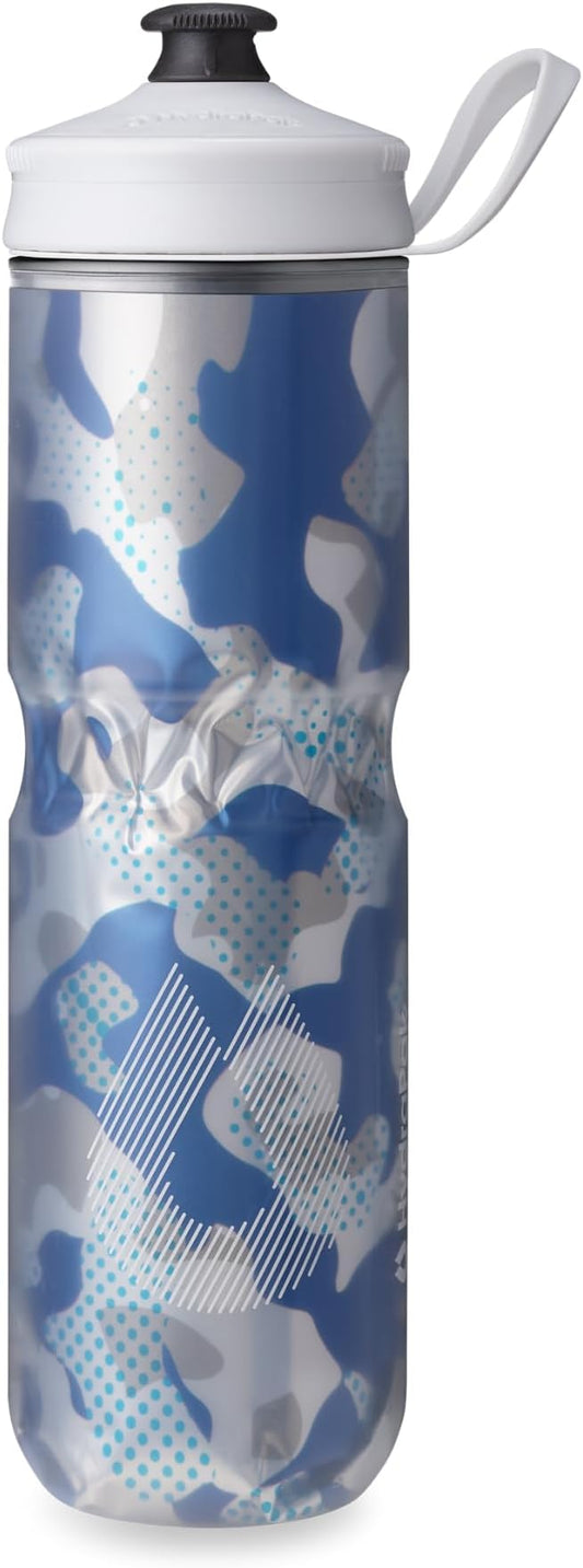 HydraPak | Polar Bottle - Polar Sport Insulated Water Bottle - BPA-Free, Sport & Bike Squeeze Bottle with Handle (Contender Blue, 700ml / 24oz)