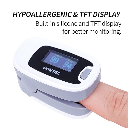 CONTEC CMS50NA Pulse Oximeter Fingertip Blood Oxygen Saturation Monitor SpO2 and PR Value Waveform Blood Oxygen Neck/Wrist Corda, Grey