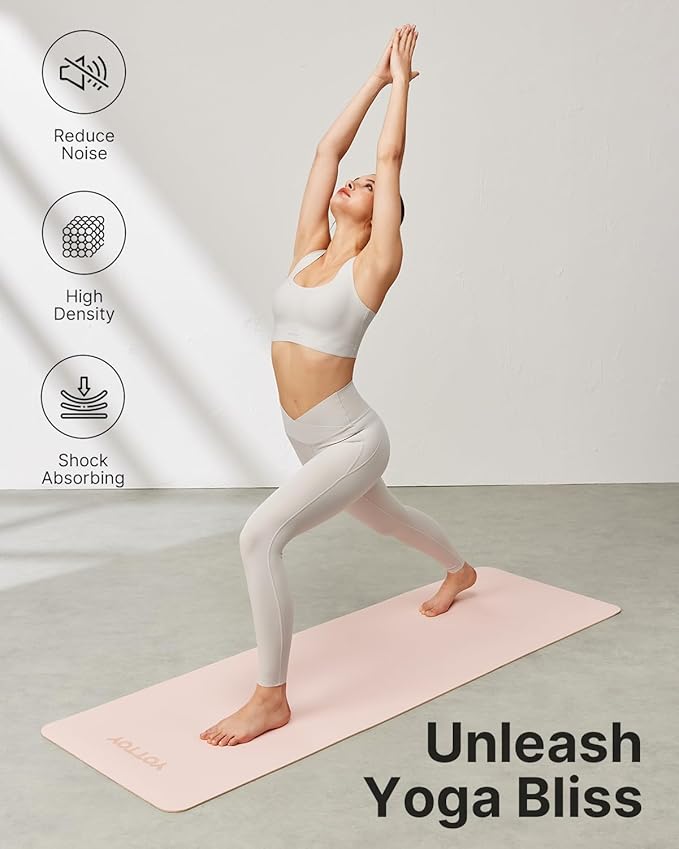 Yoga Mat,Non-Slip TPE Exercise Mat(1/4 Inch) for Pilates, Fitness & Barefoot Workouts, Home Gym Studio with Strap & Bag