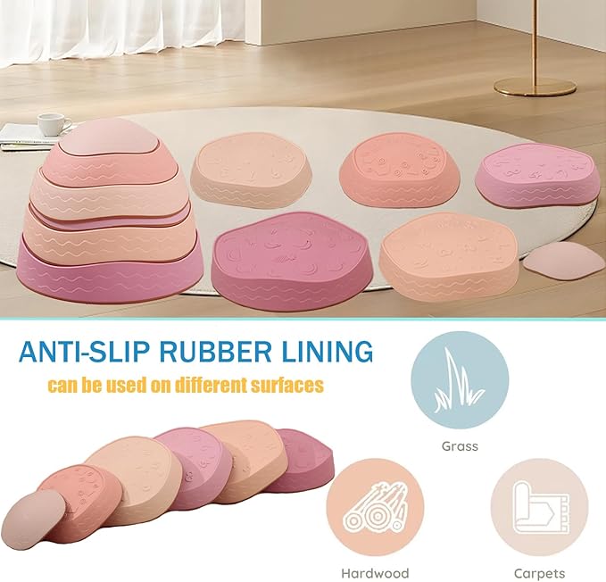 Fanboxk Stepping Stones for Kids,Non-Slip Toddlers Stepping Stones for Promoting Children's Balance Coordination Skills,Obstacle Courses Sensory Toys Outdoor or Indoor Play for Kids 3-8