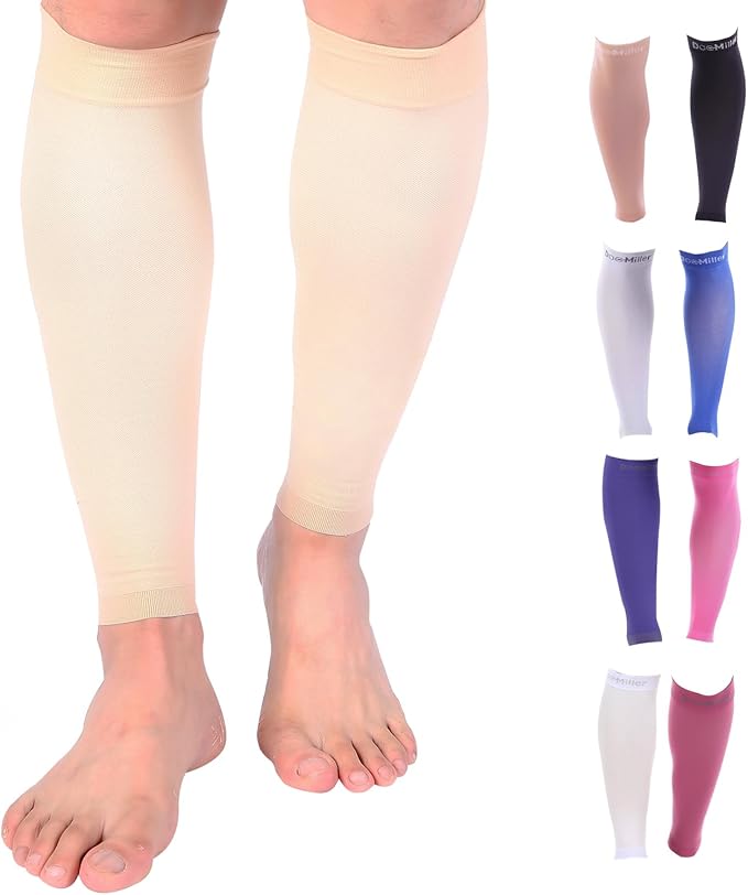Doc Miller Compression Calf Sleeve for Men & Women, Premium Medical Grade, 15-20mmHg Graduated Support for Running, Calf Tear, Shin Splints, Knee High, Calf Sleeves, 1 Pair