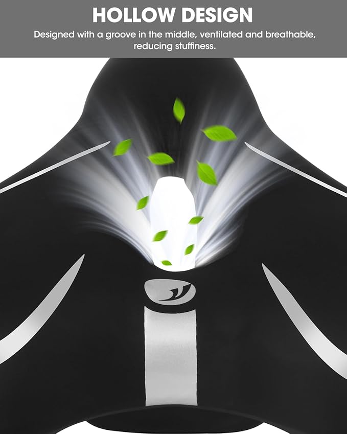 Comfortable Bike Seat for Men & Women, Waterproof Bicycle Seat, Breathable Mountain Bike Saddle, Gel Bicycle Saddle for MTB, BMX, Road Bike, City Bikes, Exercise Bikes