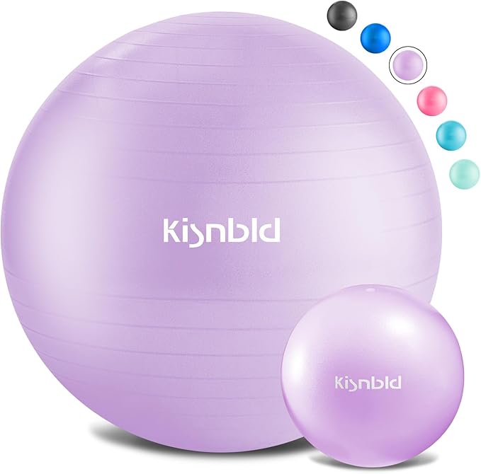 Exercise Ball, Extra Thick Yoga Ball for Workout Pregnancy Stability, 4 Sizes Anti-Burst Balance Ball with Foot Pump - Heavy Duty Fitness Ball Chair for Office, Home & Gym