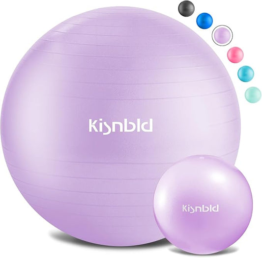 Exercise Ball, Extra Thick Yoga Ball for Workout Pregnancy Stability, 4 Sizes Anti-Burst Balance Ball with Foot Pump - Heavy Duty Fitness Ball Chair for Office, Home & Gym