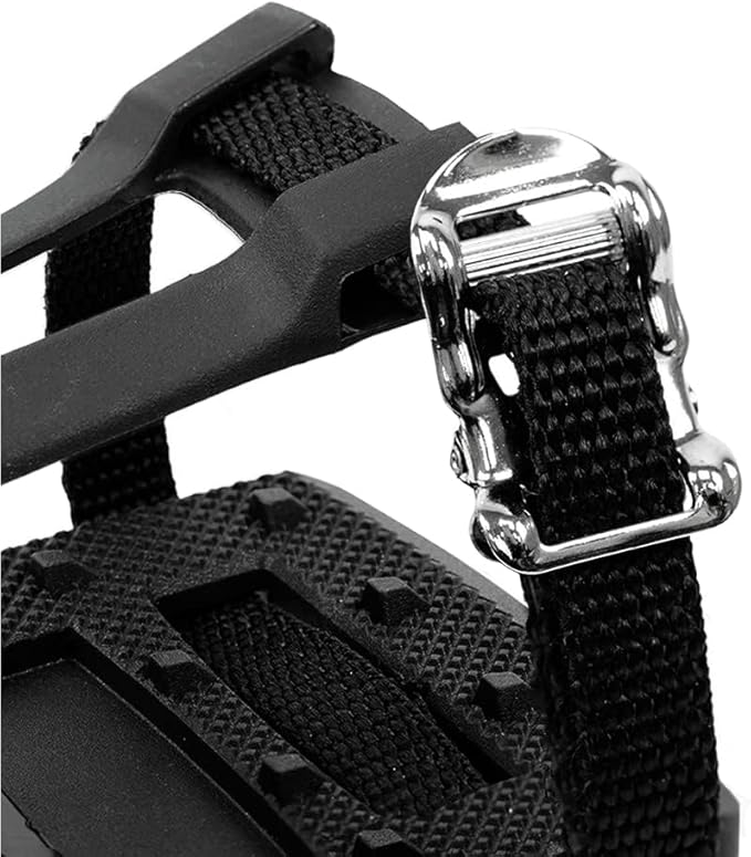 BV Bike Pedals Shimano SPD/Look Delta Compatible 9/16'' with Toe Clips - Peloton Pedals for Regular Shoes - Toe Cages for Peloton Bike - Exercise Bike Pedals - Universal Fit Bicycle Pedal