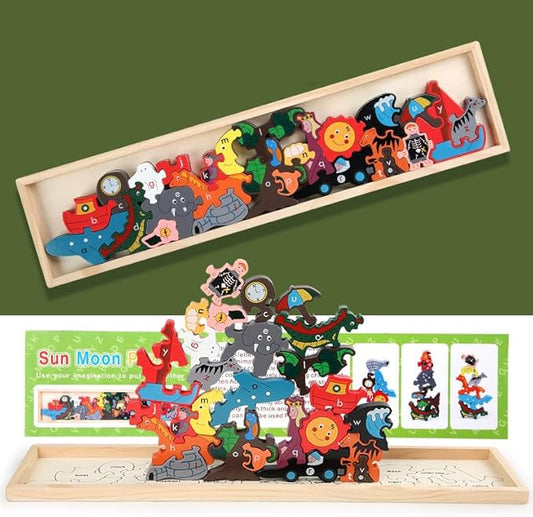 Hot Shot Tools Jumbo Traffic Parade A-Z Puzzle: Educational Wooden Alphabet Playset 3-12 Perfect Family Games for Kids Adults Party Friends Team Travel Birthday