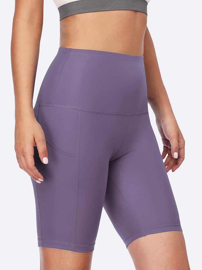 CADMUS Women's High Waist Spandex Yoga Shorts for Bike Running Two Side Pockets