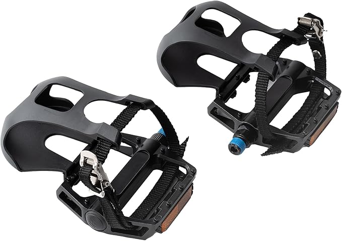 1 Pair Bike Pedals with Toe Cages for Peloton, Spin, & Outdoor Bikes - Aluminum 9/16" Replacement Parts