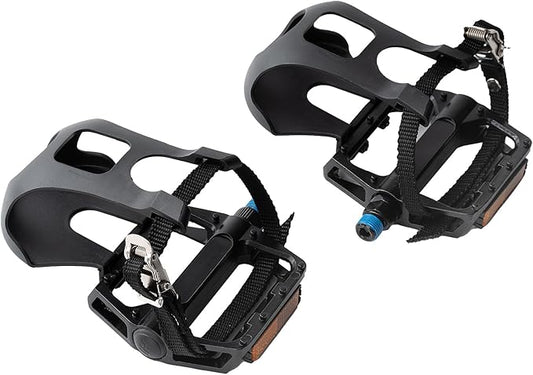 1 Pair Bike Pedals with Toe Cages for Peloton, Spin, & Outdoor Bikes - Aluminum 9/16" Replacement Parts