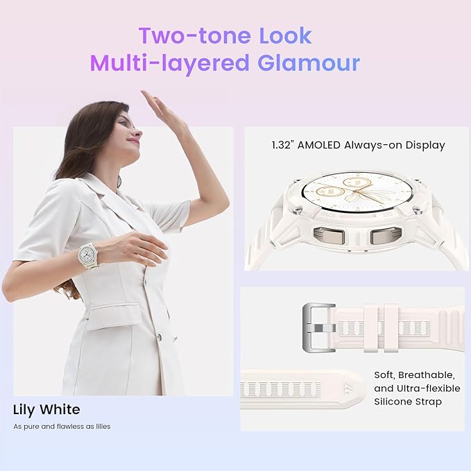 KOSPET Tank S2 Smart Watch for Women GPS, Pressure/Altitude/Compass, 5ATM Waterproof, 1.32" AMOLED Display Fitness Tracker(Answer/Make Call), AI Voice Assistant, 24H Sleep/Hear Rate Monitor