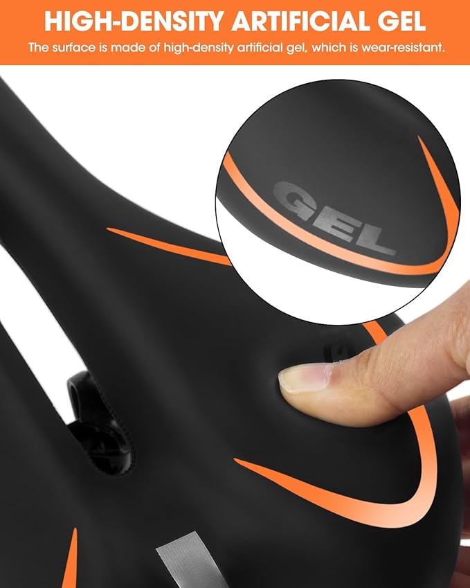 Comfortable Bike Seat for Men & Women, Waterproof Bicycle Seat, Breathable Mountain Bike Saddle, Gel Bicycle Saddle for MTB, BMX, Road Bike, City Bikes, Exercise Bikes