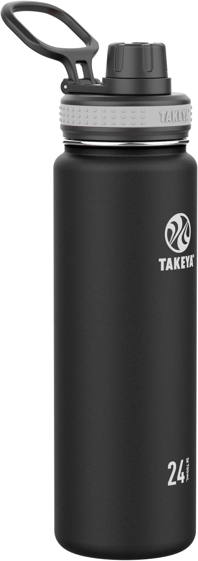 Takeya Originals 24 oz Vacuum Insulated Stainless Steel Water Bottle with Spout Lid, Black