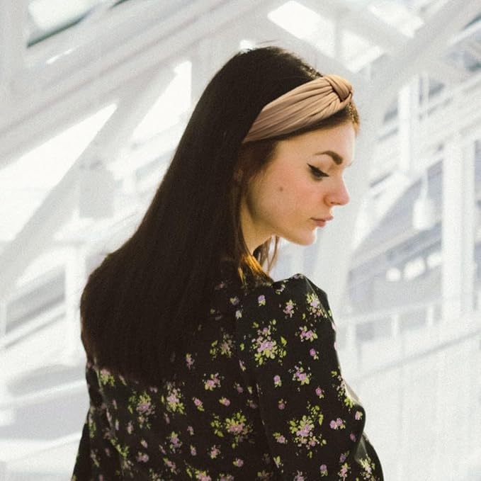 Madison Tyler Headbands for Women | Fashion Boho Headbands Top Knotted With Rhinestones Elastic Workout Hairbands | Outdoor and Party Headbands for Women Non Slip. (Blush)