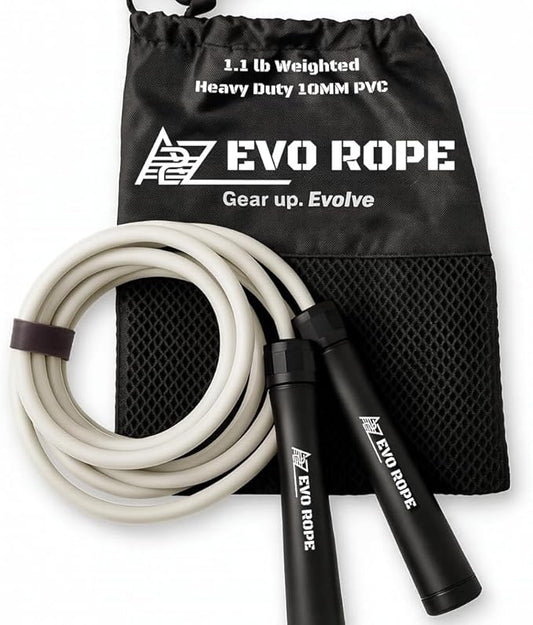 Evo Rope | 1.1LB Weighted Jump Rope for Women & Men – Adjustable 10mm Heavy PVC Skipping Rope for Fitness, Ideal for High-Intensity Training, MMA, Boxing, CrossFit, Weight-loss Workouts