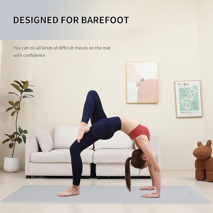 Yoga Mat Extra thick 8mm Exercise mat, Soft Lightweight TPE Fitness Mat with strap, High Elasticity, Anti-fatigue,non-slip mat for Women, Yoga, Camping, Travel, Gym & Outdoor | 72"L x 0.32"Th