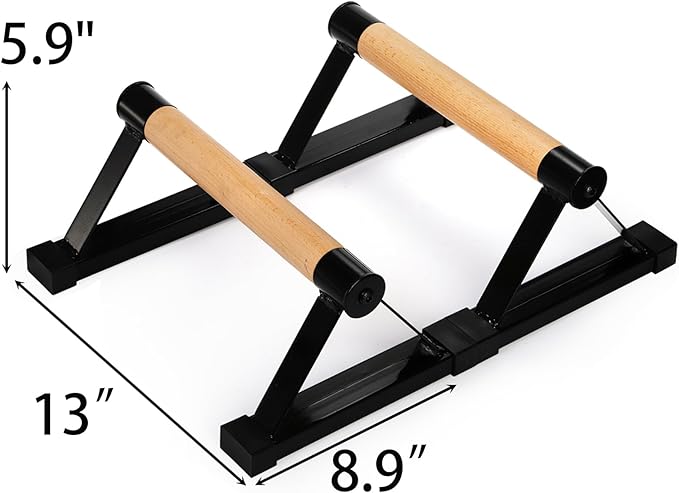 TOPZEA Wood Push Up Bars, Solid Wooden Parallettes Bars with Sturdy Steel Bracket Anti-slip Handstand Bars for Calisthenics, Fitness, At Home Gym Floor Workouts Equipment, Support Max 600 lbs, Black
