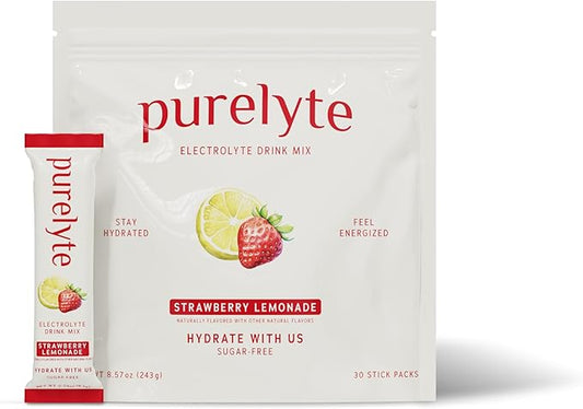 Electrolyte Drink Mix – Sugar-Free Hydration Powder Packets – Clean Electrolytes with Trace Minerals – Keto, Vegan, Gluten-Free – No Artificial Sweeteners – 30 Sticks – Strawberry Lemonade