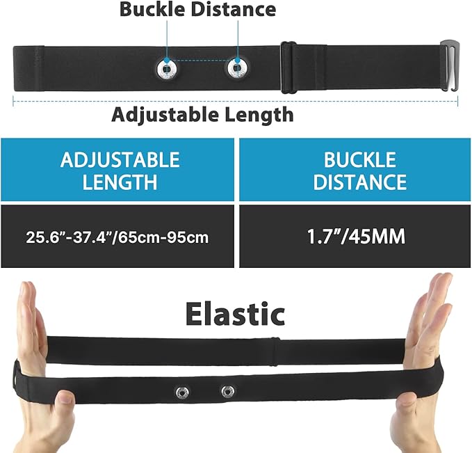 Heart Rate Monitor Replacement Chest Strap Fits for Polar H9 H7 Wahoo Tickr Garmin Hrm Chest Belt, Waterproof Adjustable Size