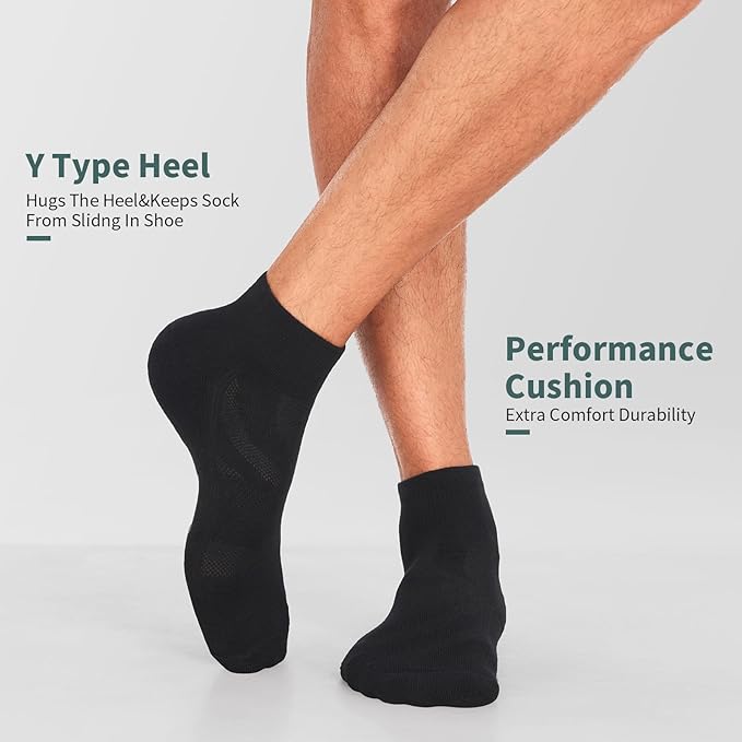 Lapulas 6 Pack Men's Ankle Socks with Cushion, Cotton Quarter Socks for Sport Training Running