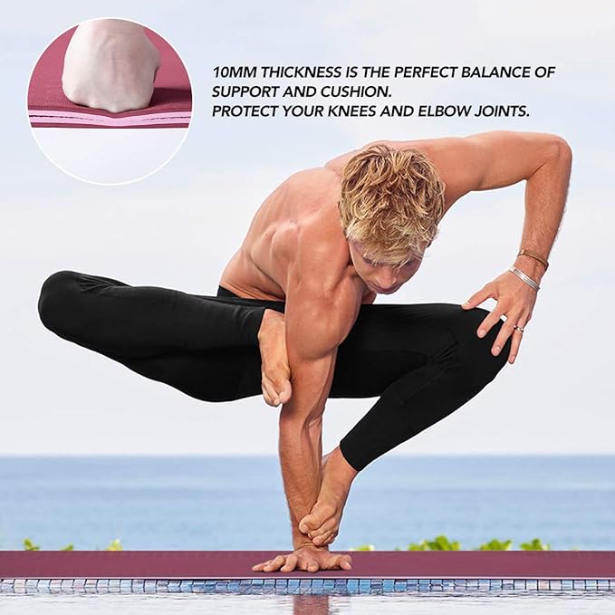 JELS Extra Thick Yoga Mat, 2/5 inch, Ergonomic 3D Non Slip Design, SGS Certified TPE Material, Yoga Mat for Men Women with Carrying Strap,Exercises Mat for Yoga, Pilates and Floor Workout(72"x26")…