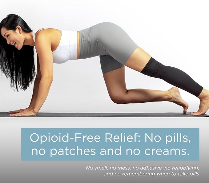 Medicine-Infused Pain Relieving Leg Compression Sleeve for Men and Women with Leg/Knee Pain, Arthritis, Tendonitis, and Calf Cramps