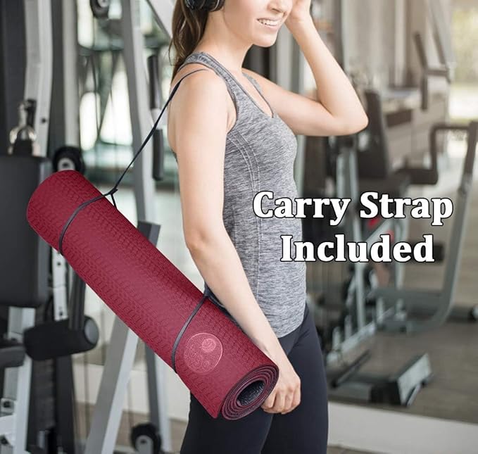 IUGA Yoga Mat Non Slip Anti-tear Pilates Mat Eco Friendly Hot Yoga Mats Thick for Workout & Exercise(72"x 24"x 6mm)