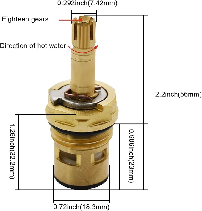 Faucet Cartridge Replacement, Solid Brass Housing, Compatible with American Standard 994053-0070A, 4Z-24H Hot & Cold Replacement Valve Stem, for Dual-Handle Faucet Repair Parts (1-Pack)