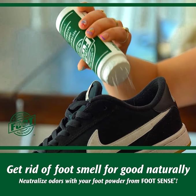 FOOT SENSE All Natural Foot & Shoe Powder, Foot Odor Eliminator for Long-Lasting Odor Control Lasts up to 6 Months, Disinfects & Deodorizes, Safe for Men, Women, Kids, Athletes, 100g