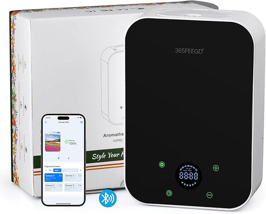 Waterless Oil Diffuser - Pure Essential Oil Diffuser with App Control - 150ml/1700 Sq.Ft. Coverage for Effective Aromatherapy in Home/Office/Hotel (White Black)